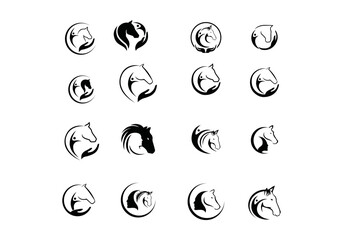 horse therapy collection vector icon logo illustration template white background