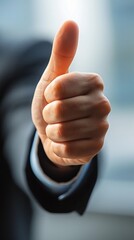 A close-up of a man's hand giving a thumbs up, background image, generative AI