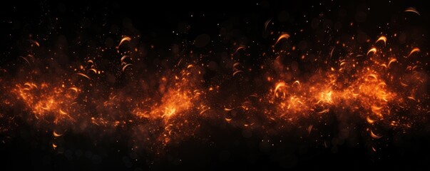 Fototapeta na wymiar Fire particles on black background