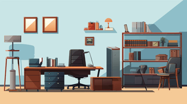 A collection of office furniture and desks.