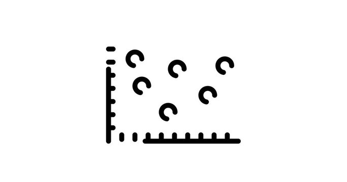 scatter chart animated outline icon with alpha channel. scatter chart 4k video animation for web, mobile and ui design