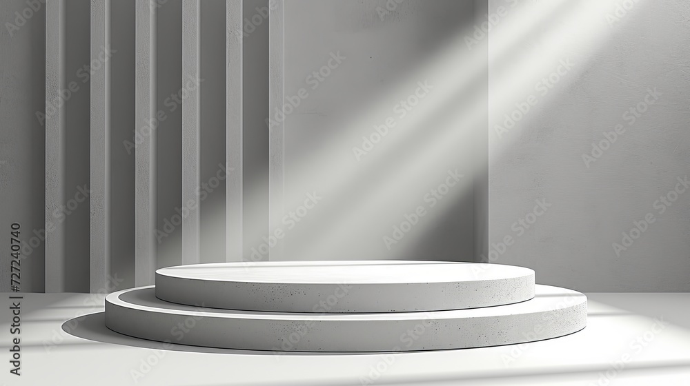 Poster this mockup shows an empty podium scene with a white background for product presentations