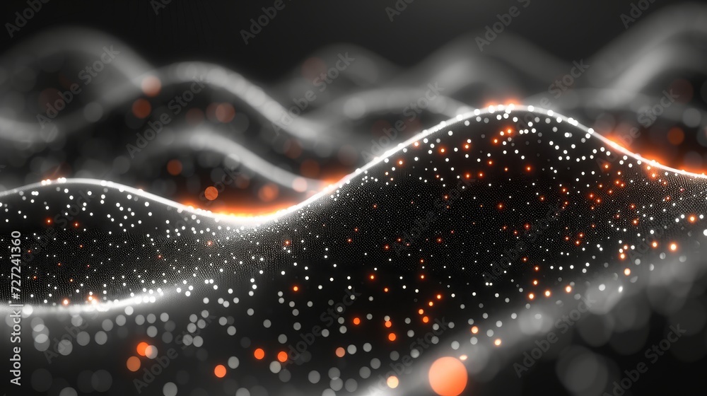Poster particles and gradients in abstract gradients. big data. digital background. futuristic illustration