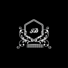 JD Letter, letter JD logo manual elegant minimalist signature logotype. JD luxury crown monogram with the hexagon. Elegant emblem and graceful calligraphy.