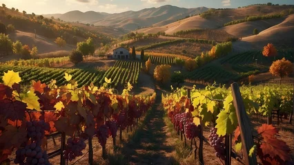 Fototapete Rund vineyard in autumn © chep