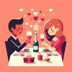 Young couple have romantic candle dinner