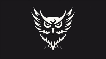 Obraz premium owl logo, black and white, woodcut style, 16:9