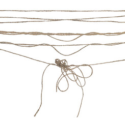 Set string, rope is hanging isolated on white background texture