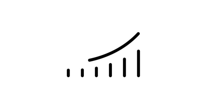 growth chart animated outline icon with alpha channel. growth chart 4k video animation for web, mobile and ui design