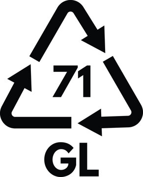 Glass recycling code GL 71 . Green Glass recycling code icon vector