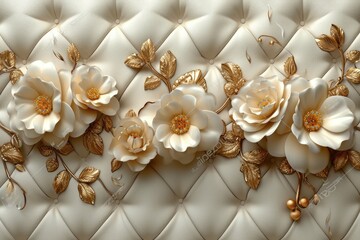 Elegant Gold & Royal 3D Wallpaper: Luxury Murals for Wedding Albums and Decor. Pastel Floral Backdrops, 8K, Live, Best, and HD Wallpapers. Versatile Desktop and Phone Backgrounds with Gold, Rose,