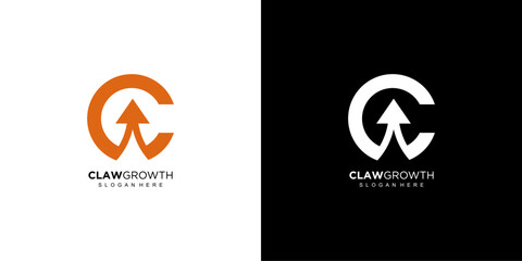 Finance logo with C letter concept. Marketing And Financial Business Logo. C Financial Logo Template with Marketing Growth Arrow