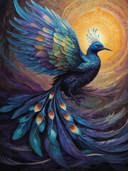 Beautiful multicolored peacock MODERN ART