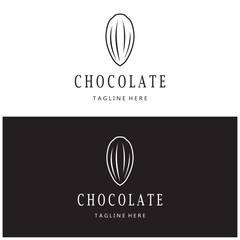 cocoa logo,cocoa bean,cocoa tree,cocoa branches and leaves,chocolate mix on white background,vintage,modern,simple,minimalist icon illustration template design vector