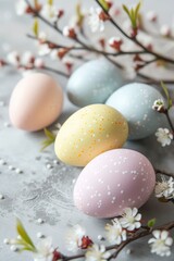 Fototapeta na wymiar Pastel colored easter eggs