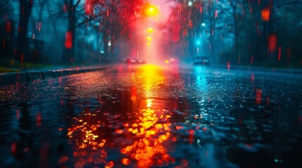 Rainy Cityscape Glow