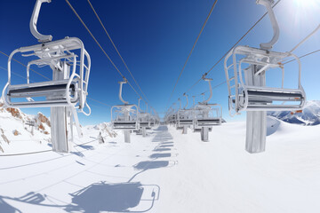 Ski resort with empty chair lifts