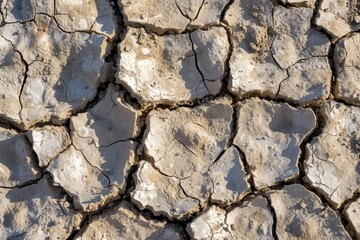 Obraz premium Dry mud cracked ground texture. Drought season background