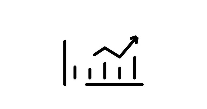 chart animated outline icon with alpha channel. chart 4k video animation for web, mobile and ui design