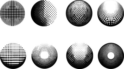 Set of Halftone dot tone grunge effect collection abstract pattern texture vector illustration.Retro gradient geometric element art shape modern creative vintage monochrome graphic design