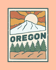 Mt Hood in Oregon vintage hand drawing vector illustration for t shirt, sticker, badge, etc