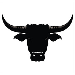 Simple bull logo black and white vector illustration