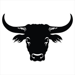 Simple bull logo black and white vector illustration