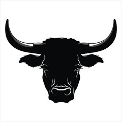 Simple bull logo black and white vector illustration