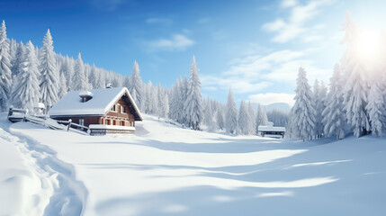 winter cottage wallpaper, wonderful complete in white