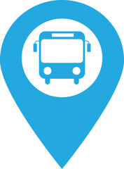 Map pointer with bus icon . Bus station location pin icon vector