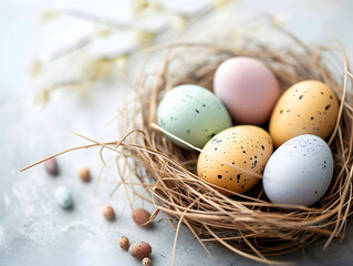 Naklejka na ściany i meble easter eggs in nest