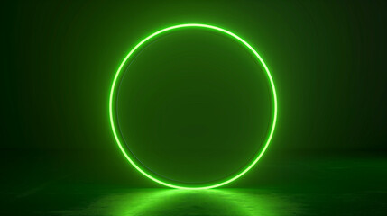 Glowing green neon circle on black background