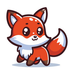 Cute adorable fox cartoon character vector illustration, funny wolf foxy flat design template isolated on white background