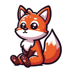 Obraz premium Cute adorable fox cartoon character vector illustration, funny wolf foxy flat design template isolated on white background
