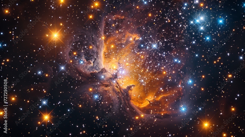 Aufkleber realistic portrayal of the beehive cluster, showcasing its open star cluster structure and diverse s
