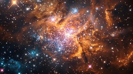 Realistic portrayal of the Beehive Cluster , showcasing its open star cluster structure and diverse...