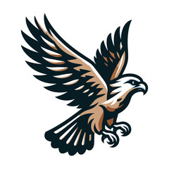 Obraz premium Wild animal bird of prey, raptor bird vector design illustration, hawk eagle falcon logo flat design template isolated on white background
