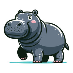 Wild animal hippopotamus design vector, zoology illustration, hippo flat design template isolated on white background
