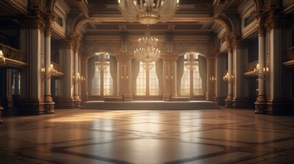 Fototapeta premium Regal ballroom perfect for elegant events and gatherings. Generative AI