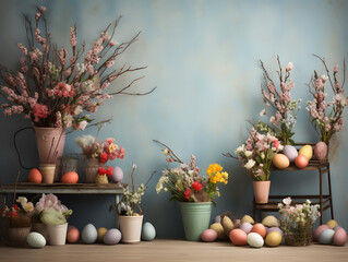 Easter wall with flowers