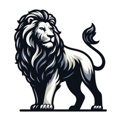 Fototapeta premium Wild lion full body vector illustration, zoology illustration, majestic predator safari animal big cat design template isolated on white background
