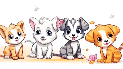 Pet Animals - Cute Dog Puppy, Cat Kitten, Mouse

