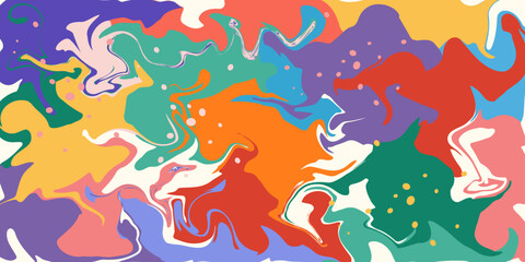 Abstract style chaotic wavy summer yellow, violet, blue, orange, red, green design - background. Hand drawn multicolored vector illustration for cards, business, banners, wallpaper, textile, wrapping	