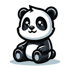 Cute adorable panda cartoon character vector illustration, funny Asian Chinese animal baby panda flat design mascot template isolated on white background