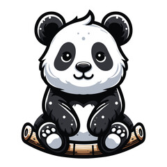 Fototapeta premium Cute adorable panda cartoon character vector illustration, funny Asian Chinese animal baby panda flat design mascot template isolated on white background