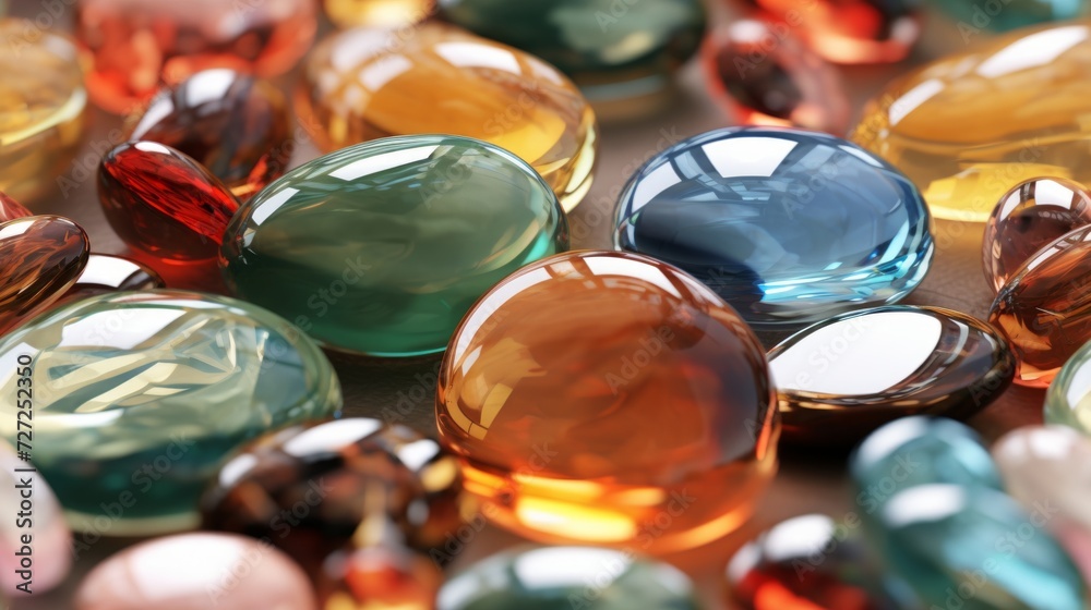 Poster shiny and slick texture of polished gemstones. generative ai