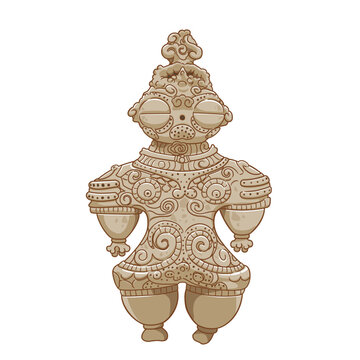 Vector illustration of Dogu, ancient Japanese clay doll in prehistoric times.