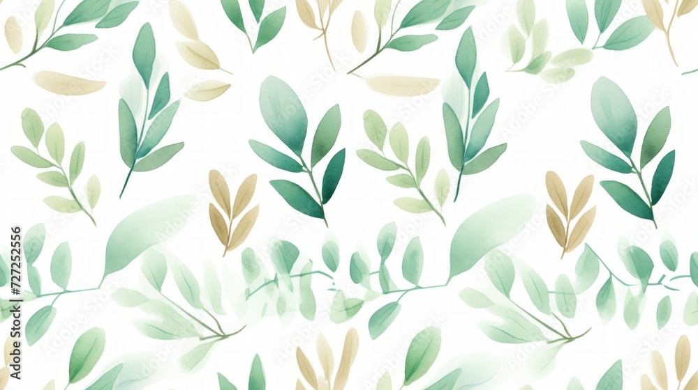 Aufkleber simple aquarelle leaf pattern generative ai