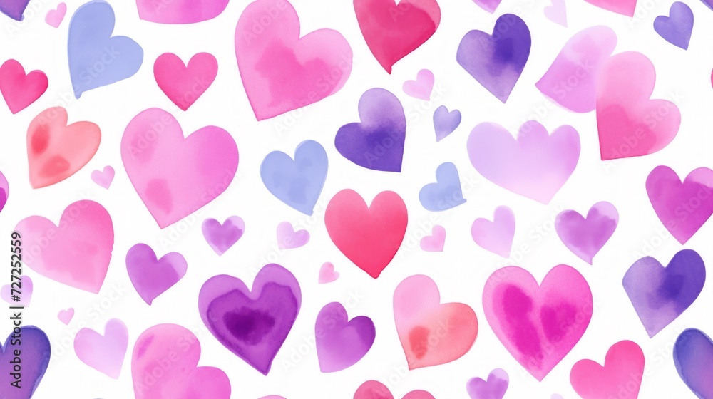Poster Simple aquarelle hearts pattern Generative AI
