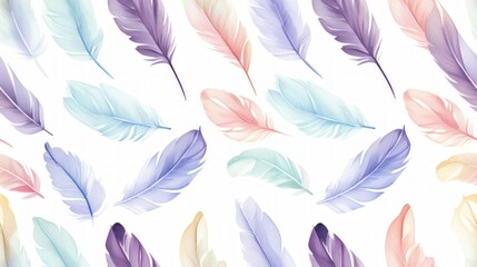 Simple aquarelle feather pattern Generative AI